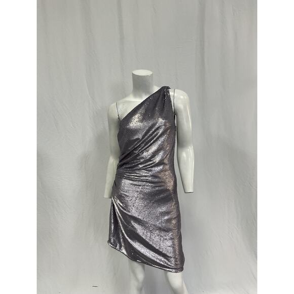 Gauge81 'Nayar' Silver Nylon Dress Size M - Picture 2 of 5